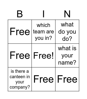 Test 1 Bingo Card
