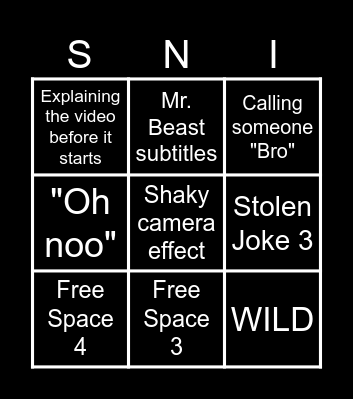 Sssniperwolf Bingo Card