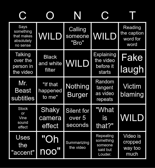 Sssniperwolf Bingo Card