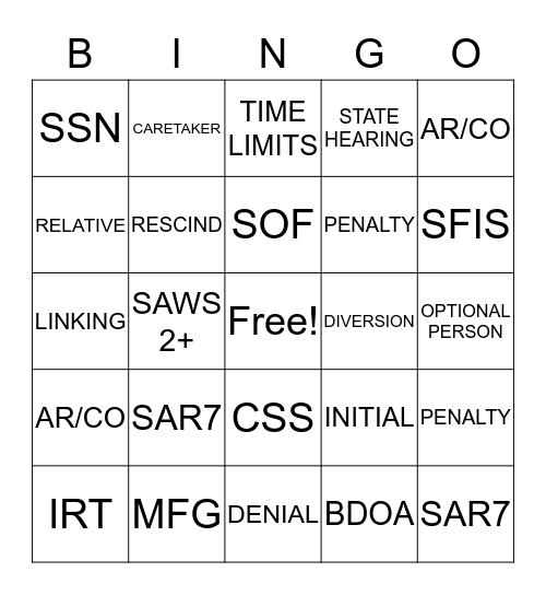 DSS BINGO Card