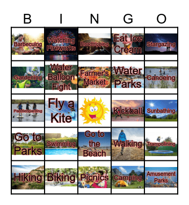 Summer Activities Bingo Card