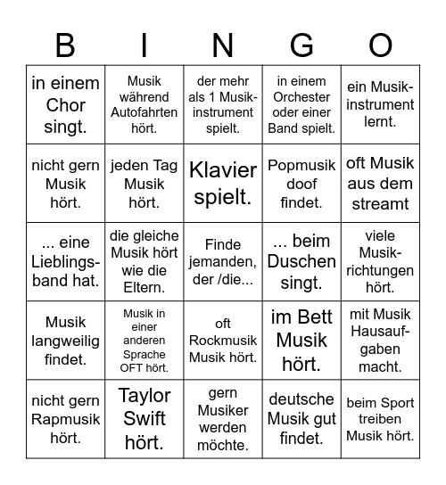 MUSIKBINGO Card