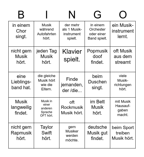 MUSIKBINGO Card