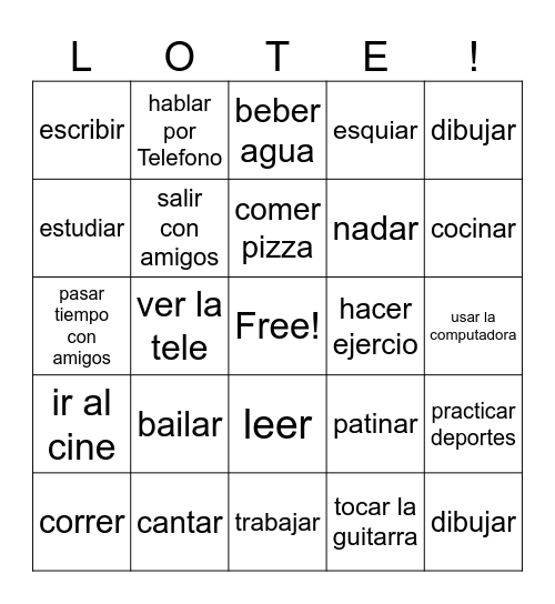 What do you like to do? Bingo Card