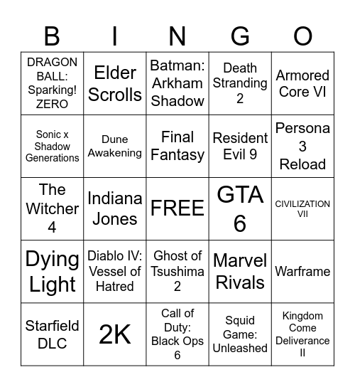 Gamescom ONL 2024 Bingo Card