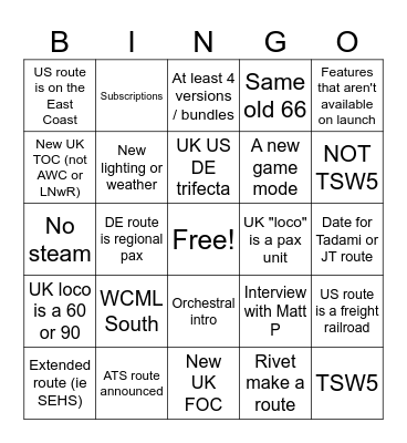 DTG Direct 2024 Bingo Card