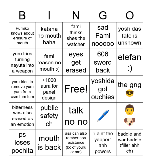 csm ch 175 Bingo Card