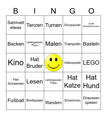 Finde ein Kind, das gerne... Bingo Card