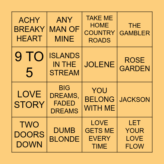 COUNTRY BINGO Card