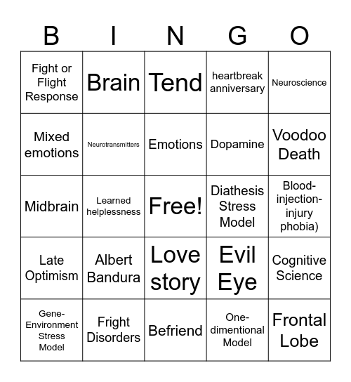 Lesson 2 Bingo Card