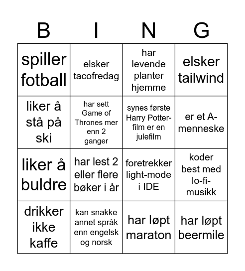 Untitled Bingo Card