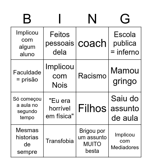 Aula de Biologia be like Bingo Card