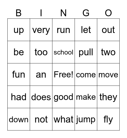 1-1 Bingo Card