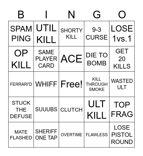 5s BINGO Card