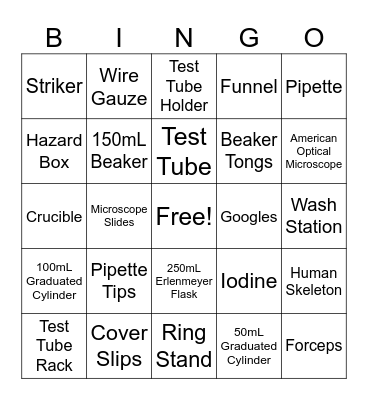 Trimble's Things Around the Lab Bingo Card