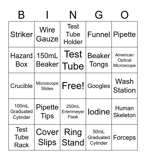 Trimble's Things Around the Lab Bingo Card