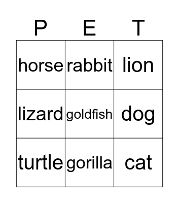 Do you have any pets? Bingo Card