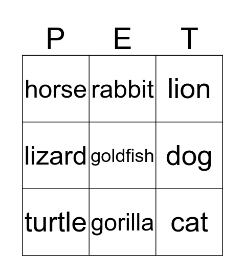 Do you have any pets? Bingo Card