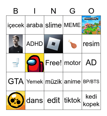 Youtube Bingo Card