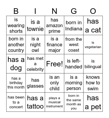 G6 Bingo Card
