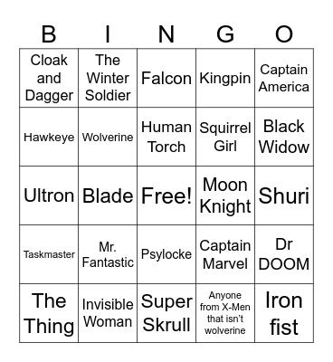 Marvel Rivals Gamescom Bingo Card