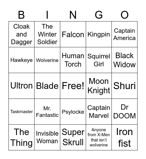 Marvel Rivals Gamescom Bingo Card