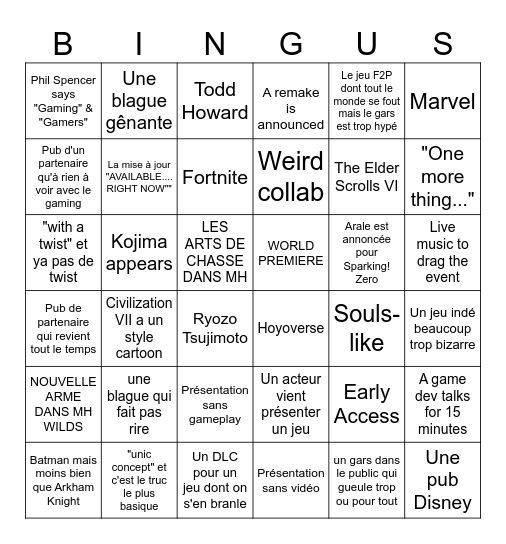 GAMESCOM 2024 Bingo Card