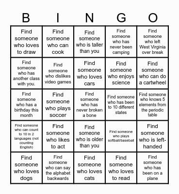 Back to School Bingo! Wong Edition Bingo Card