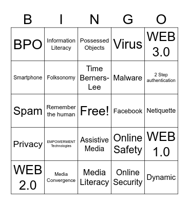E-Tech Activity Bingo Card