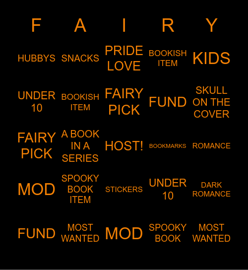 spooky free all fairy Bingo Card