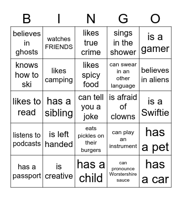 Find someone who... Bingo Card