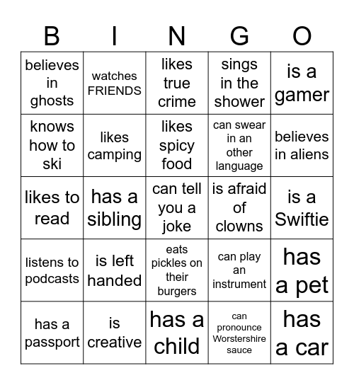 Find someone who... Bingo Card