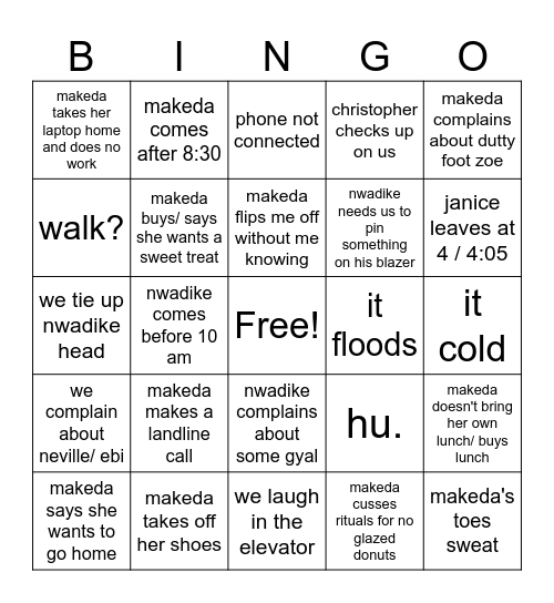 Izzy & Mak's MTI BINGO !!! Bingo Card