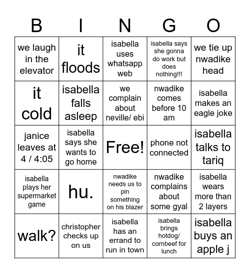 Izzy & Mak's MTI BINGO !!! Bingo Card