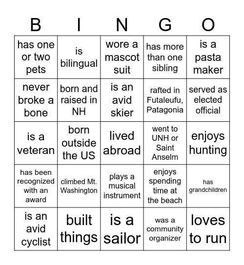 People Bingo Card