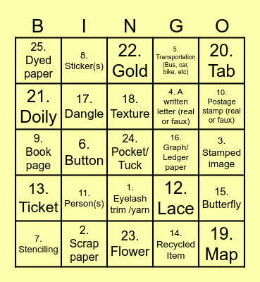 CrAFty Cre8tions Bingo! Bingo Card