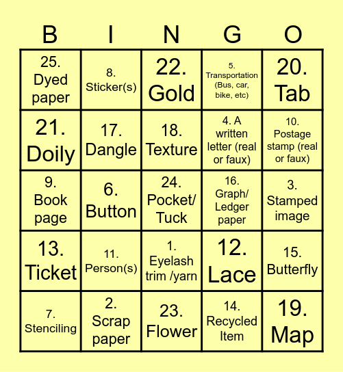 CrAFty Cre8tions Bingo! Bingo Card