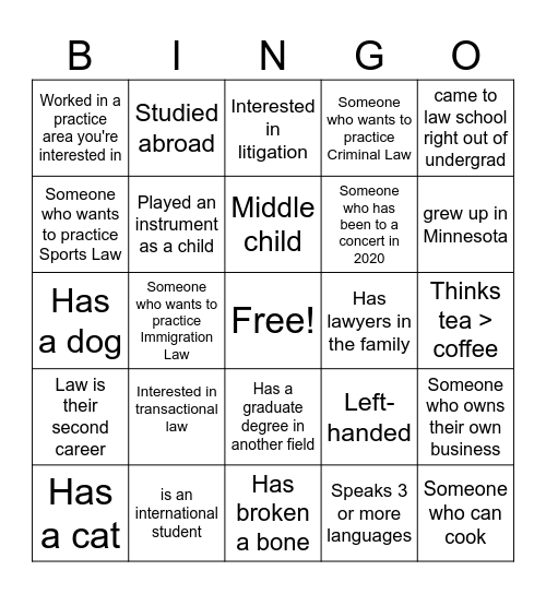 Find Someone Who... Bingo Card