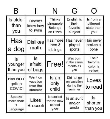 Find Someone WHO Bingo Card