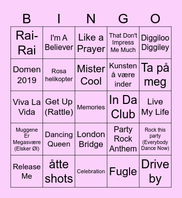 Musikkbingo <3 Bingo Card