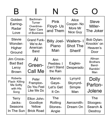Radio Bingo Class of 1973 Bingo Card
