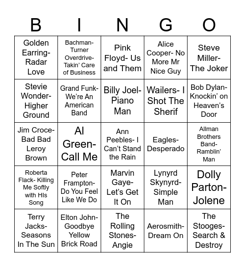 Radio Bingo Class of 1973 Bingo Card