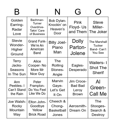 Radio Bingo Class of 1973 Bingo Card
