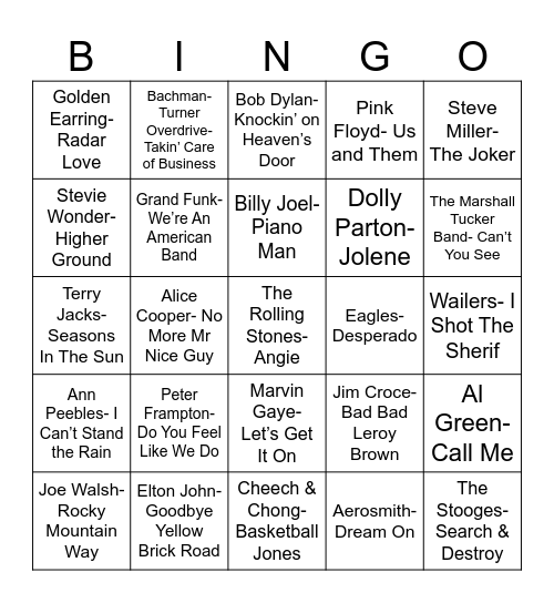 Radio Bingo Class of 1973 Bingo Card