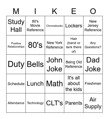 MIKE-O Bingo Card