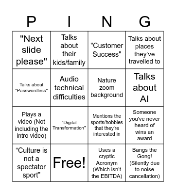 Weekly Sync Pingo Bingo Card