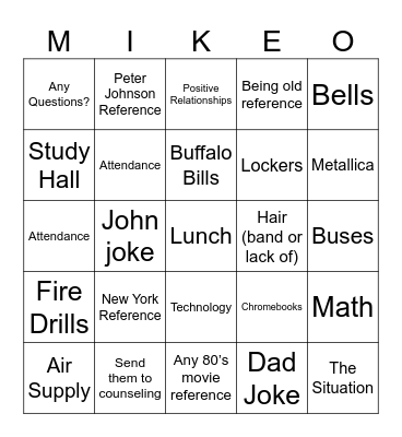 MIKE-O Bingo Card