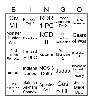 Gamescom 2024 Bingo Card