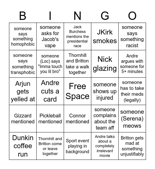 Workday Bingo Card