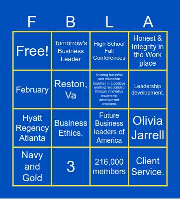 FBLA Bingo Card